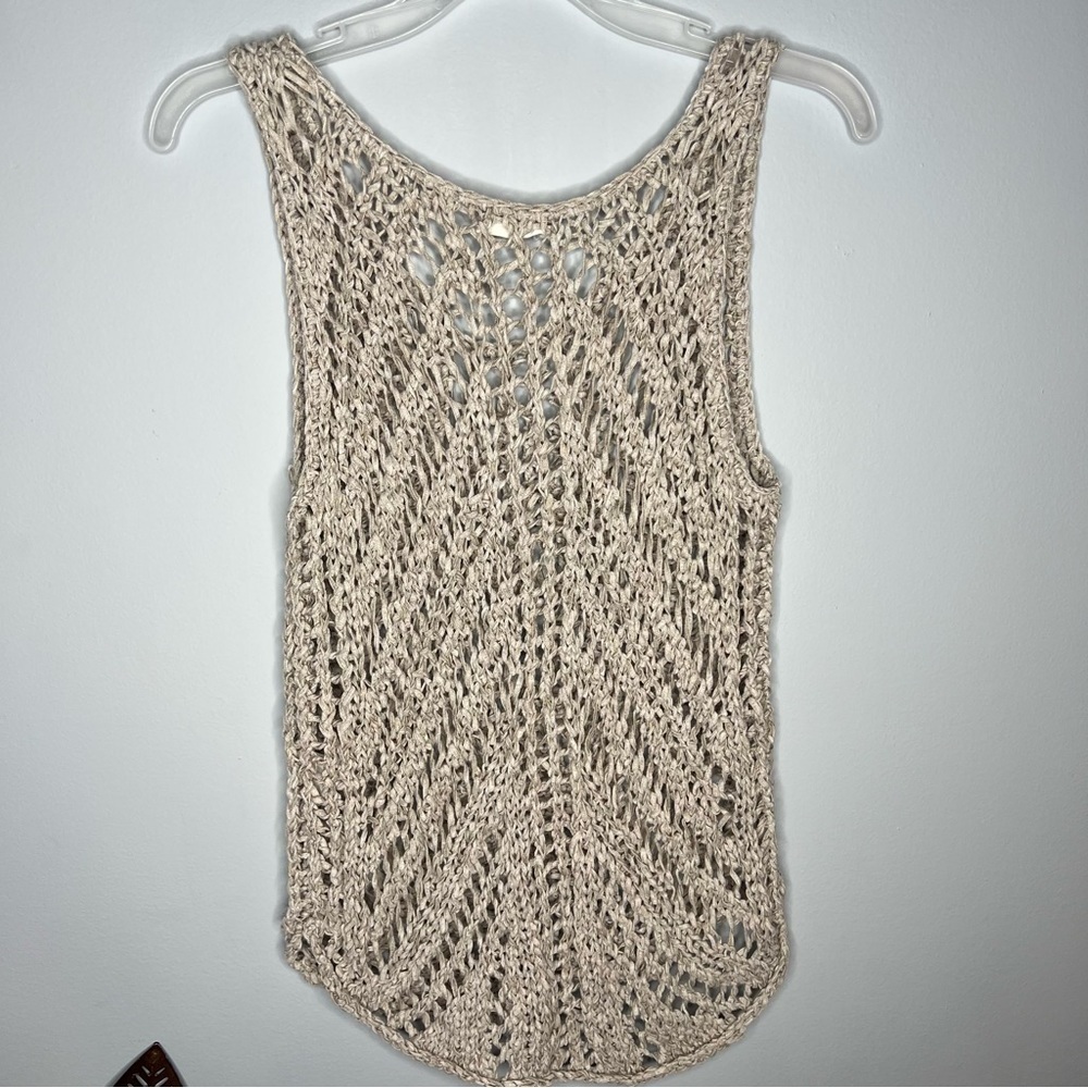 Eileen Fisher Beige Crochet Sleeveless Tank M 10 - 12 - Picture 4 of 6